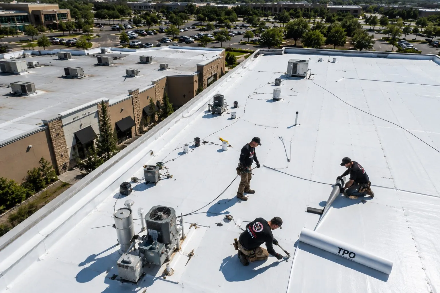 TPO commercial roofing install