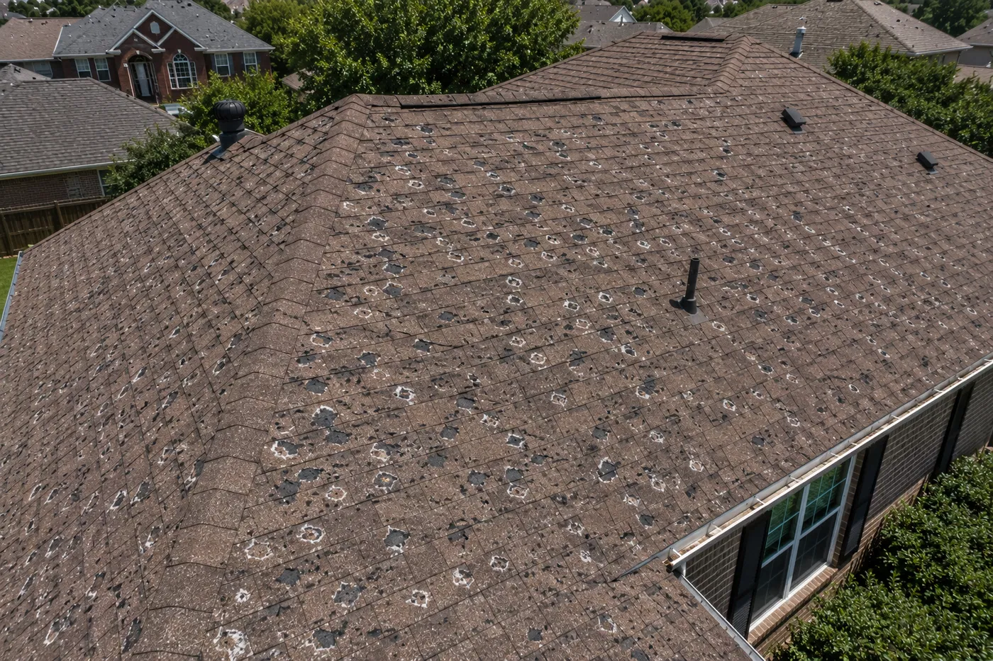 Hail and wind damage covered by insurance — full roof replacement