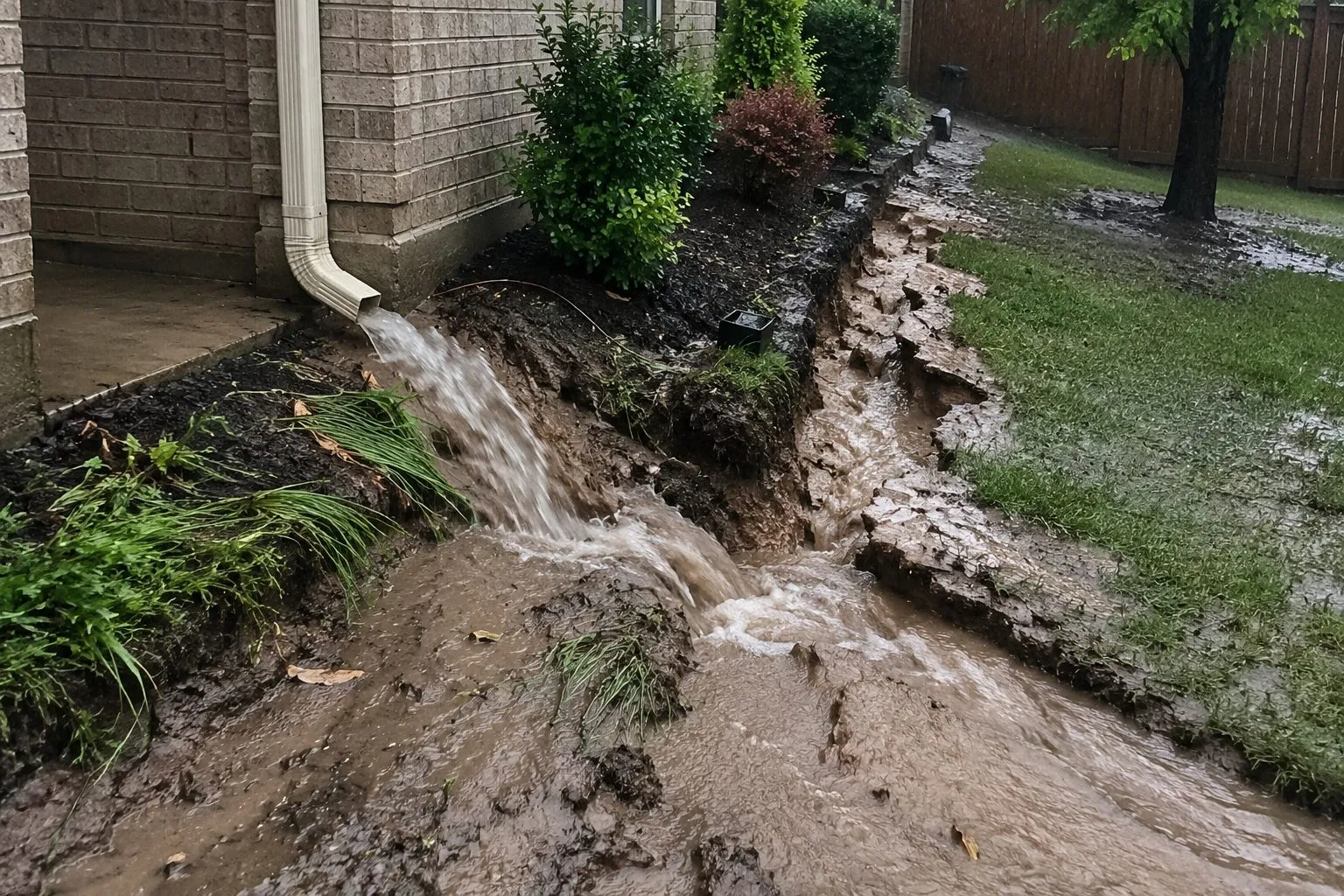 Landscape Erosion from failing gutters