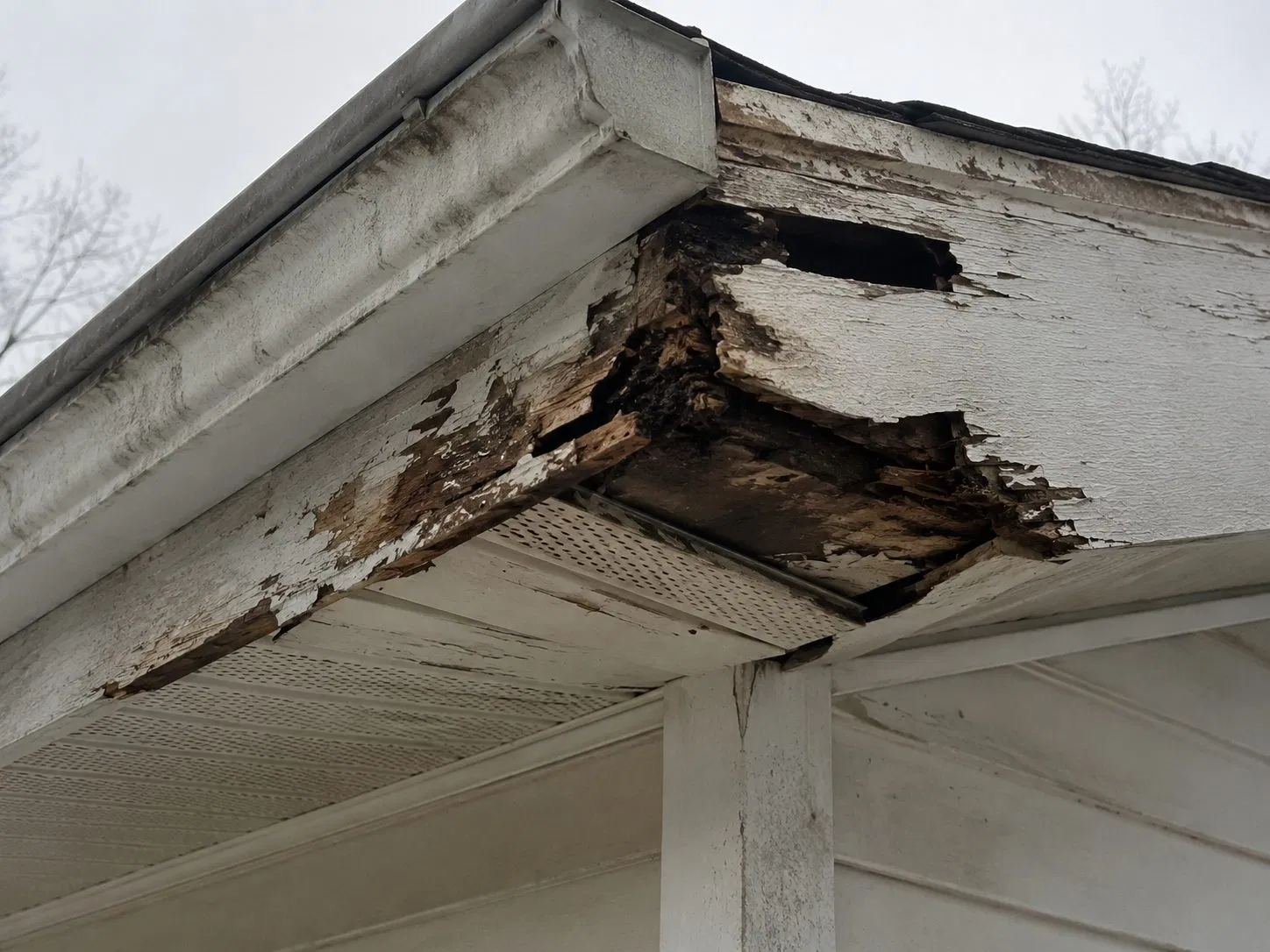 Fascia & Soffit Rot from failing gutters