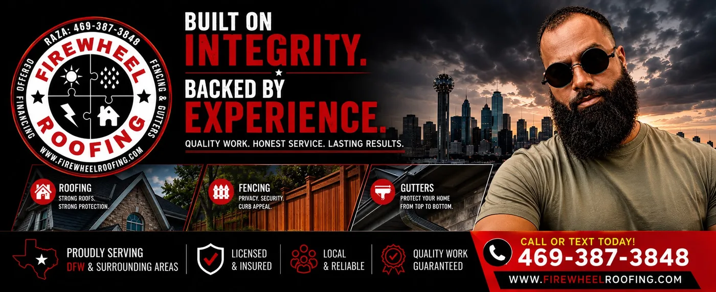 Firewheel Roofing — Frisco TX roofing. Free inspections across DFW, call (469) 387-3848.