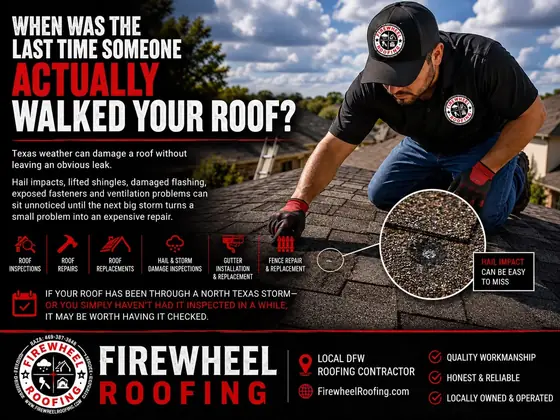 Firewheel Roofing poster: When was the last time someone walked your roof