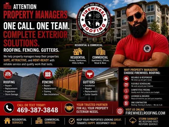Firewheel Roofing — complete exterior solutions. Free inspections across DFW, call (469) 387-3848.