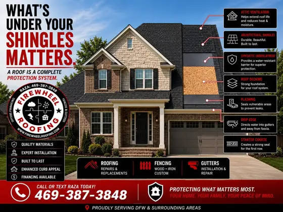 Firewheel Roofing poster: What's under your shingles matters